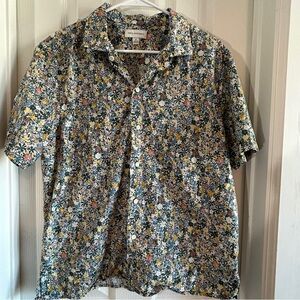 Men’s Floral Short Sleeve‎ Button Up Shirt Vacation Beach Summer Brunch Medium